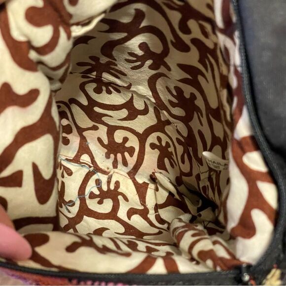 Boho Hippie Cloth Crossbody Orange Purple Gray Blue Adjustable Black Strap - Picture 6 of 11